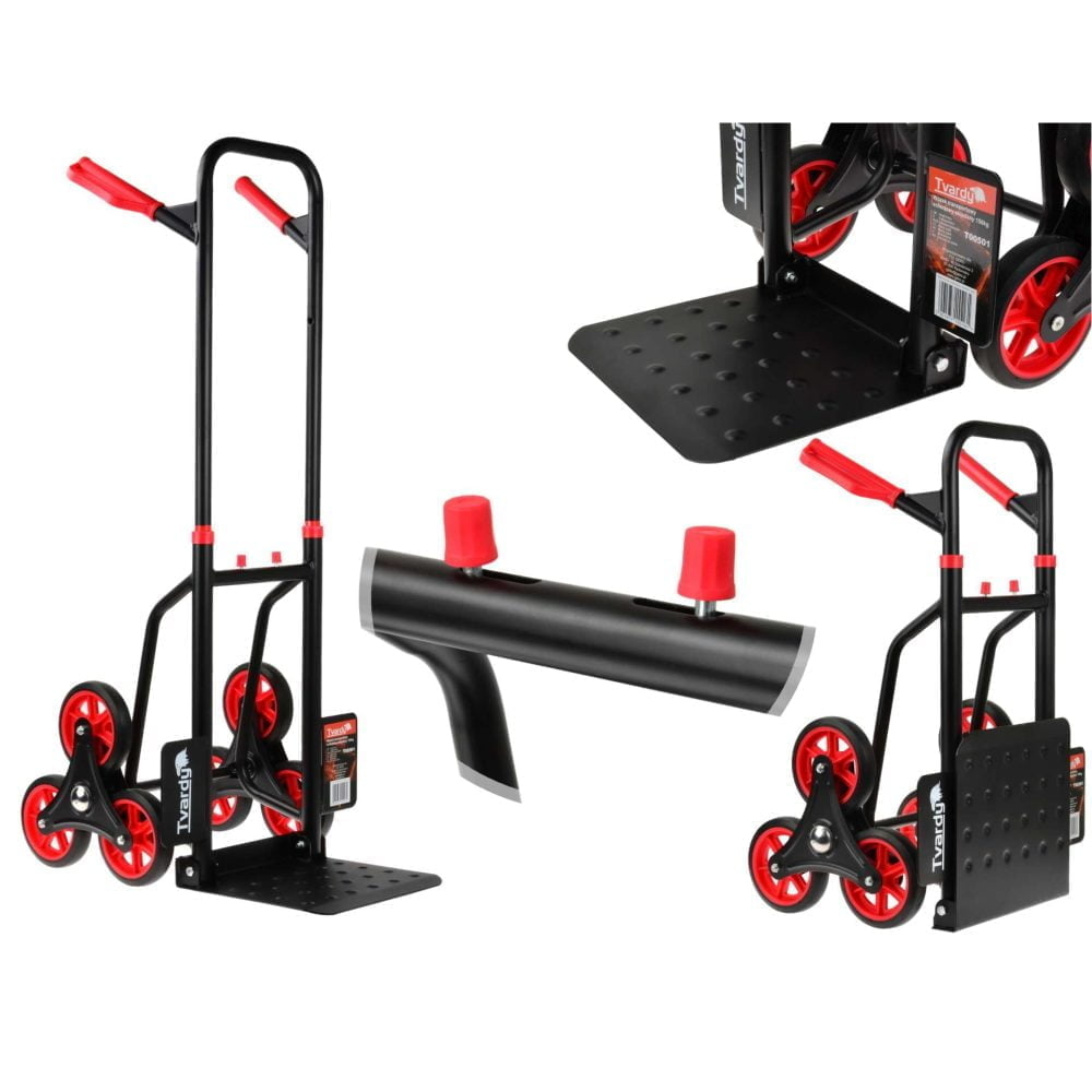 a collage of a hand truck